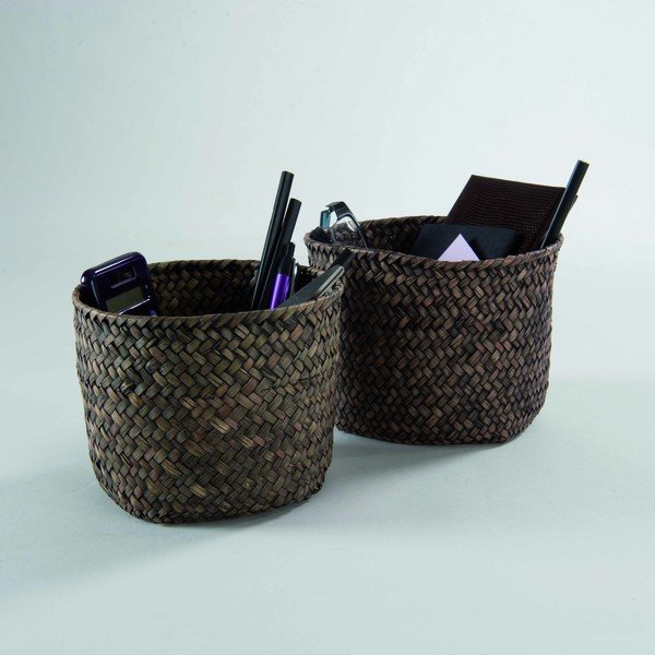 Sada 2 tmavohnedých úložných košíkov Compactor Rush Baskets