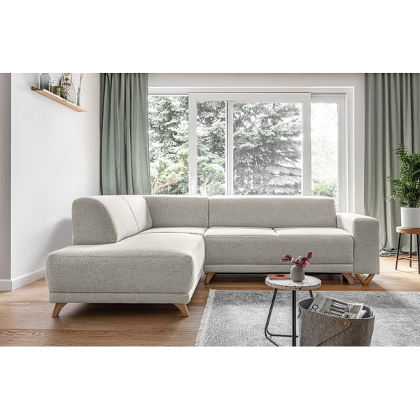 Béžová rozkladacia/s úložným priestorom rohová pohovka (ľavý roh/do L) Classy Sophie – Miuform-image-1
