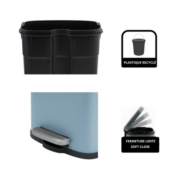 Svetlomodrý nášľapný oceľový odpadkový kôš 5 l Akira – Spirella-image-4