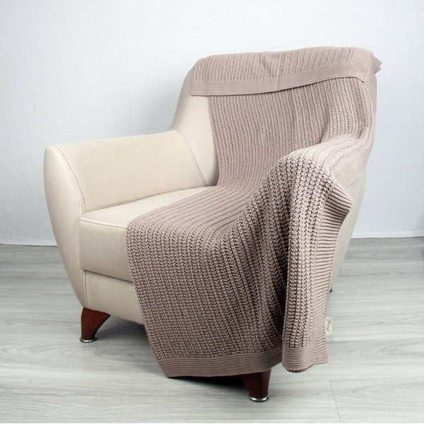 Béžová bavlnená deka Homemania Clen, 170 × 130 cm