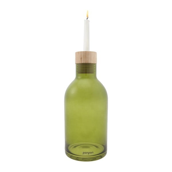 Váza/svietnik Bottle 25,5 cm, zelená