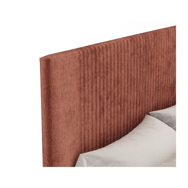 Čalúnená dvojlôžková posteľ s úložným priestorom s roštom 180x200 cm v tehlovej farbe Etero – Maison de Rêve-image-4