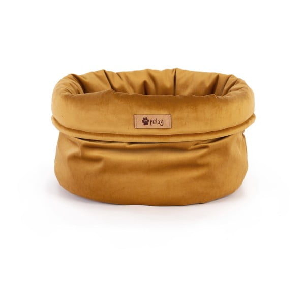 Zamatový pelech v zlatej farbe ø 40 cm Basket Royal - Petsy
