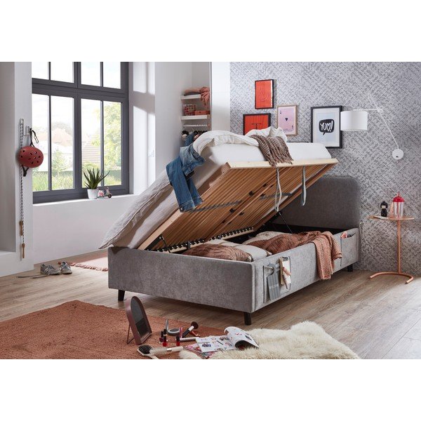 Sivá detská posteľ s úložným priestorom s roštom 140x200 cm Cosy – Meise Möbel-image-2