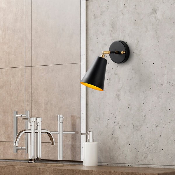 Čierne/v zlatej farbe nástenné svietidlo ø 10 cm Evander – Opviq lights-image-3