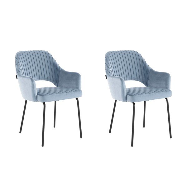 Svetlomodré zamatové jedálenské stoličky v súprave 2 ks Britney - Støraa-image-3