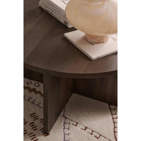 Hnedý okrúhly konferenčný stolík z MDF ø 85 cm Poppy – Ellos Home-image-1