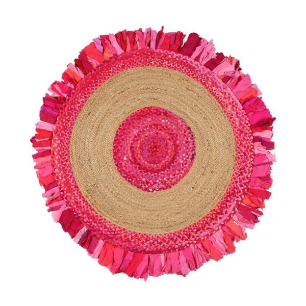 Okrúhly koberec z juty a bavlny Eco Rugs Girl Power, Ø 150 cm