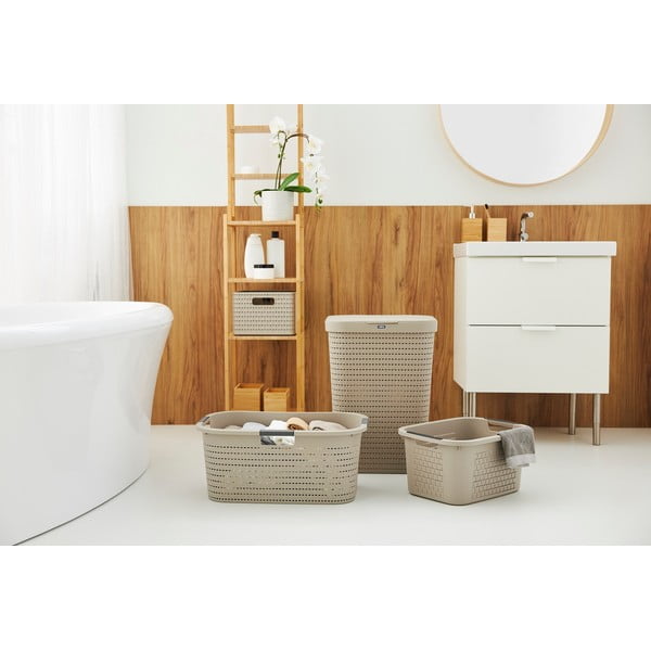 Béžový plastový kôš na bielizeň 55 l Country - Rotho-image-2