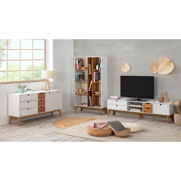 Televízny stolík s bielymi detailmi Marckeric Mila, 180 × 37 cm-image-1