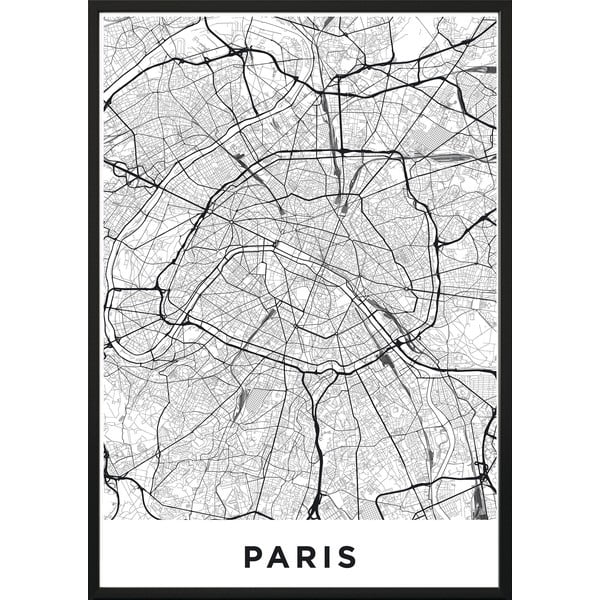 Nástenný plagát v ráme MAP/PARIS / NO2, 40 x 50 cm