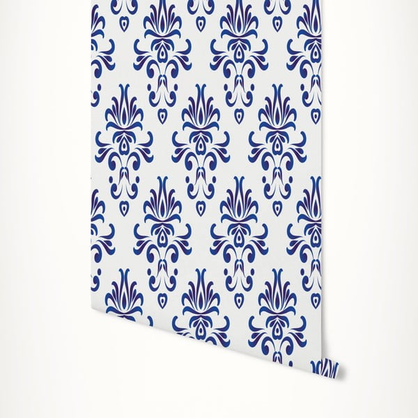 Modro-biela samolepiaca tapeta LineArtistica Grace, 60 × 300 cm