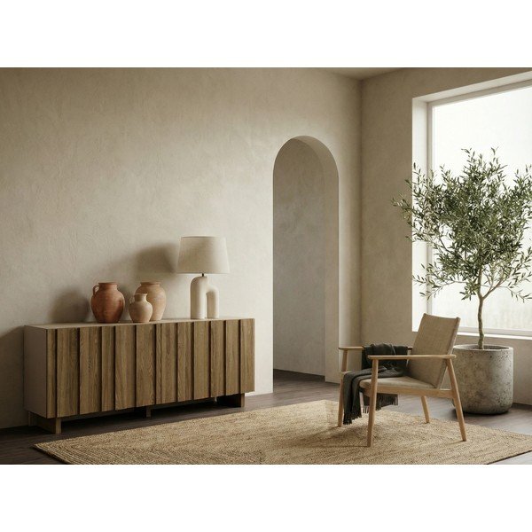 Krémovobiela/v prírodnej farbe komoda z borovicového dreva 180x78x43 cm Marlo – Marckeric-image-1