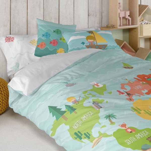Obliečka na vankúš z čistej bavlny Happynois World Map, 50 × 30 cm-image-1
