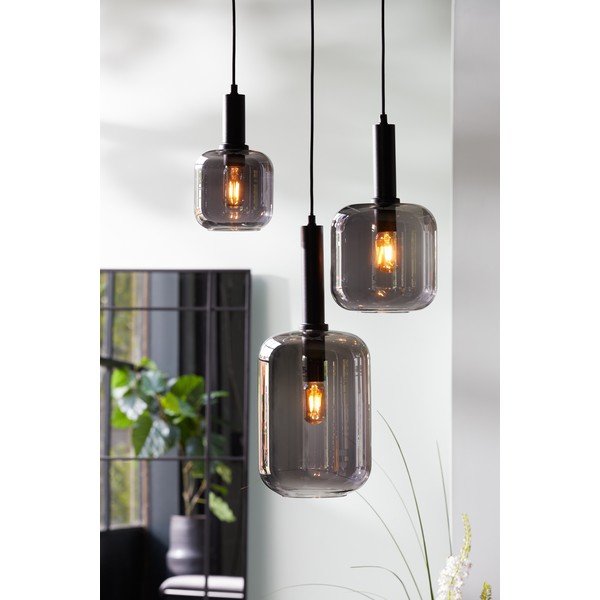 Sivé stropné svietidlo so skleneným tienidlom ø 16 cm Lekar - Light & Living-image-1