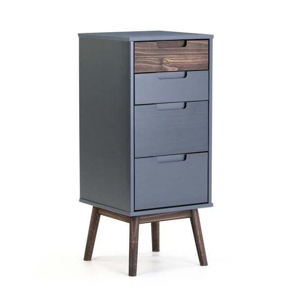 Antracitová/tmavohnedá vysoká komoda z borovicového dreva 40x94 cm Nussa – Marckeric-image-3