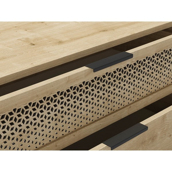 Nízka komoda v dekore duba v prírodnej farbe 90x80 cm Inca – Marckeric-image-4