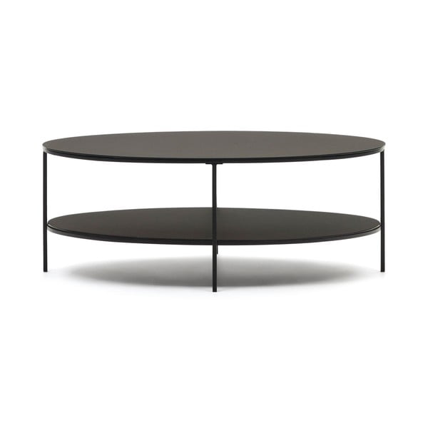 Čierny konferenčný stolík so sklenenou doskou 65x110 cm Fideia – Kave Home-image-2