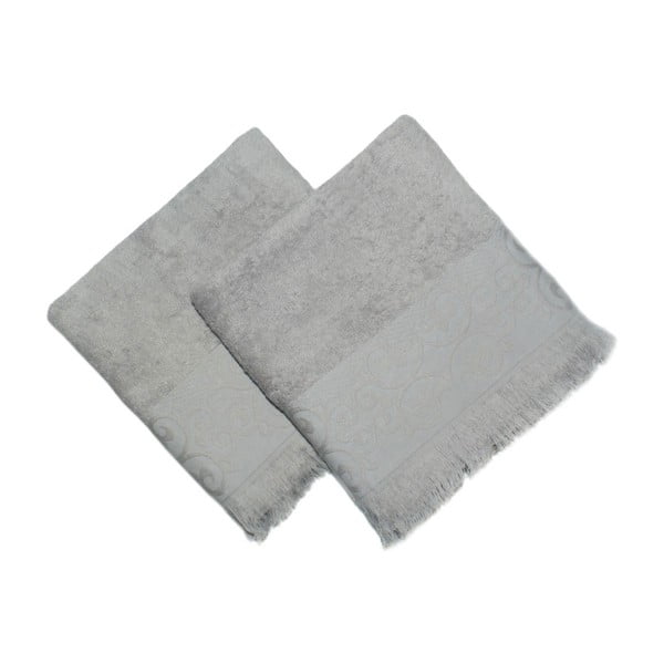 Sada 2 sivých uterákov Sehzade, 90 × 50 cm