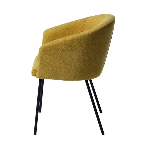 Čalúnené jedálenské kreslo s podrúčkami v horčicovej farbe Easton – Unique Furniture-image-3