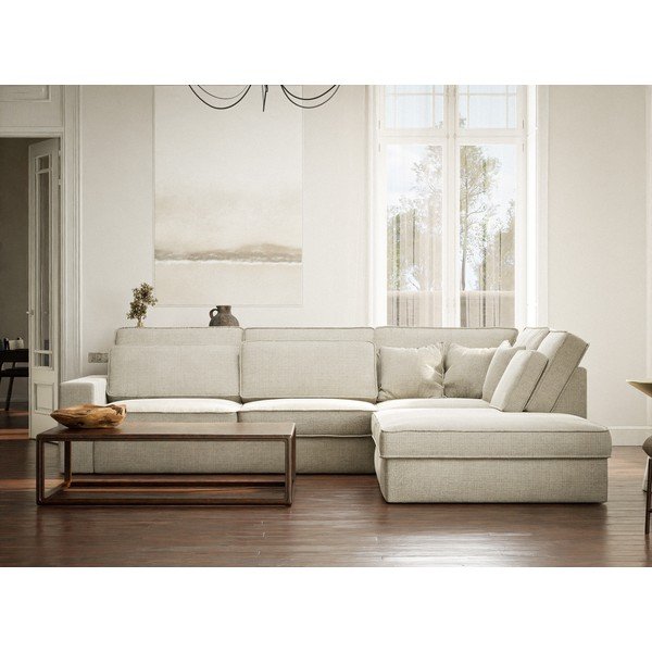 Sivobéžová ženilková rohová pohovka (pravý roh/do L) Kirou – Maison de Rêve-image-4