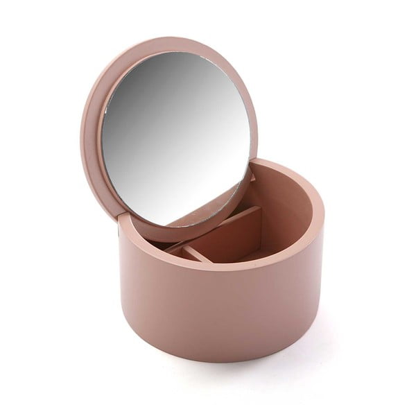 Ružový drevený box na šperky Versa Pinky, ø 14 cm-image-1