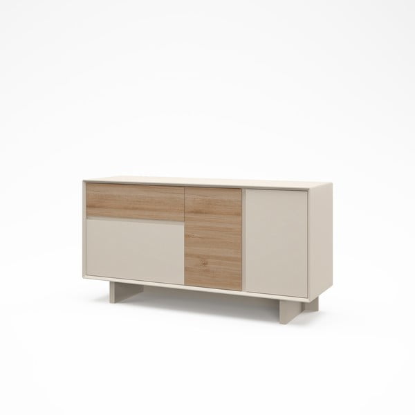 Komoda v béžovej a prírodnej farbe v dekore duba 146x76x45 cm Carpi – Marckeric-image-3