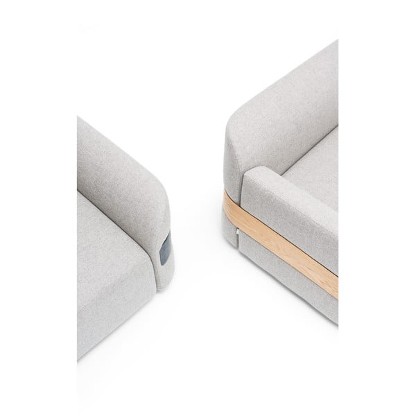Svetlosivý modul pohovky (ľavý roh) zo zmesi vlny a ľanu Hugg - Gazzda-image-4