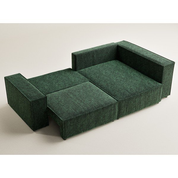 Tmavozelená ženilková rozkladacia/s úložným priestorom rohová pohovka (pravý roh/do L) Tonga – Maison de Rêve-image-3