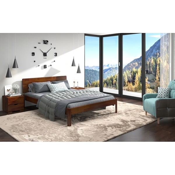 Tmavohnedá dvojlôžková posteľ z borovicového dreva 160x200 cm Ammer - Skandica-image-3