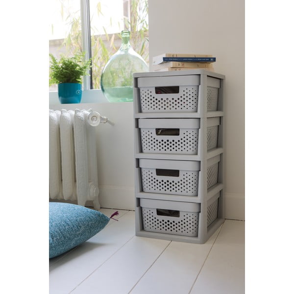 Sivý plastový pojazdný regál 29,5x65,5 cm Infinity – Curver-image-2