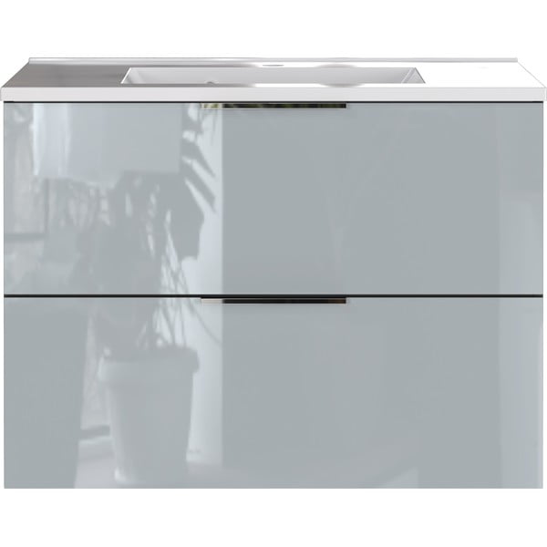 Sivá nízka závesná skrinka s umývadlom 81x61 cm Vasio – Germania