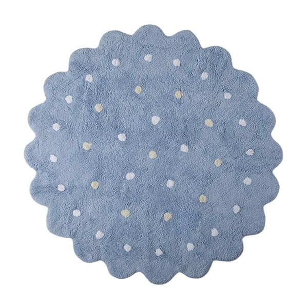 Modrý bavlnený ručne vyrobený koberec Lorena Canals Biscuit, priemer 140 cm