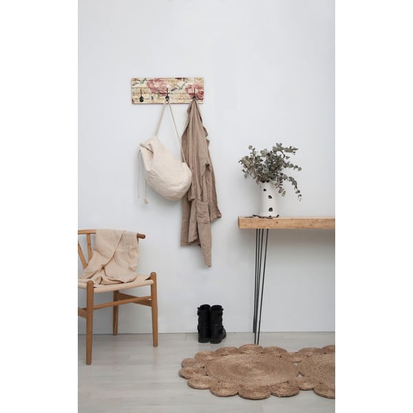 Nástenný vešiak z borovicového dreva Tierra Bella White Flowers, 50 x 20 cm-image-1