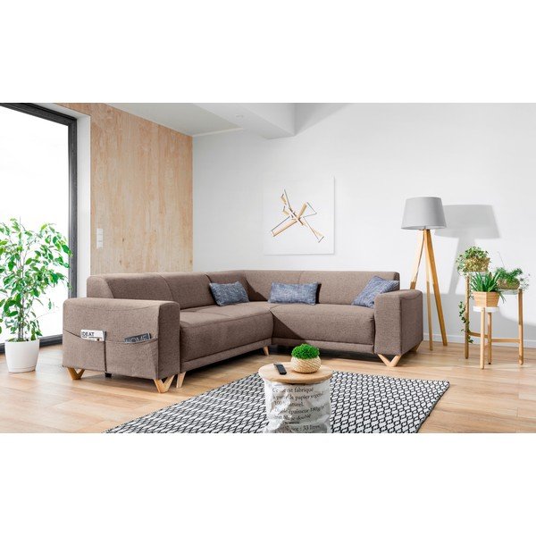 Hnedá rozkladacia/s úložným priestorom rohová pohovka (pravý roh/do L) Classy Sophie – Miuform-image-3