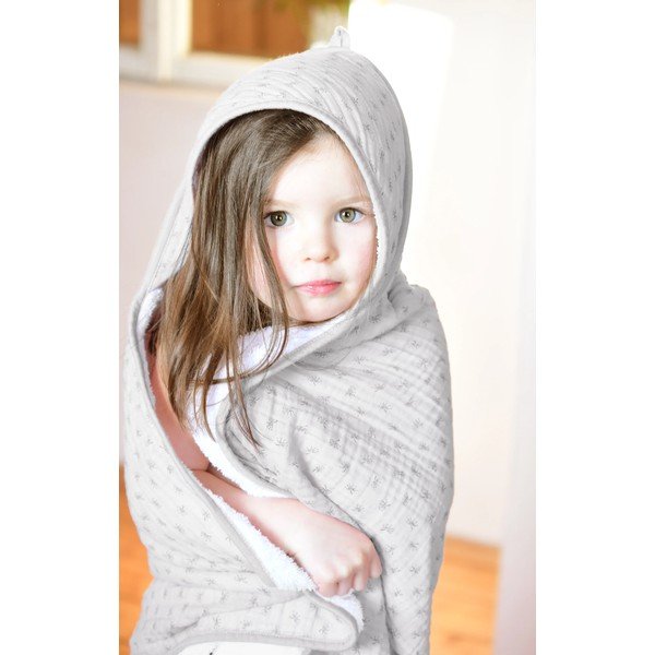 Svetlo šedá bavlnená detská osuška s kapucňou 80x80 cm Lil Planet - Roba-image-2
