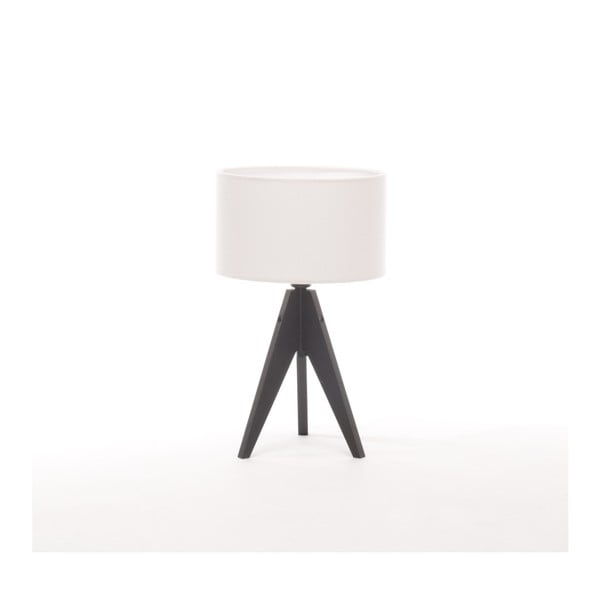 Biela stolová lampa Artist, čierna lakovaná breza, Ø 25 cm