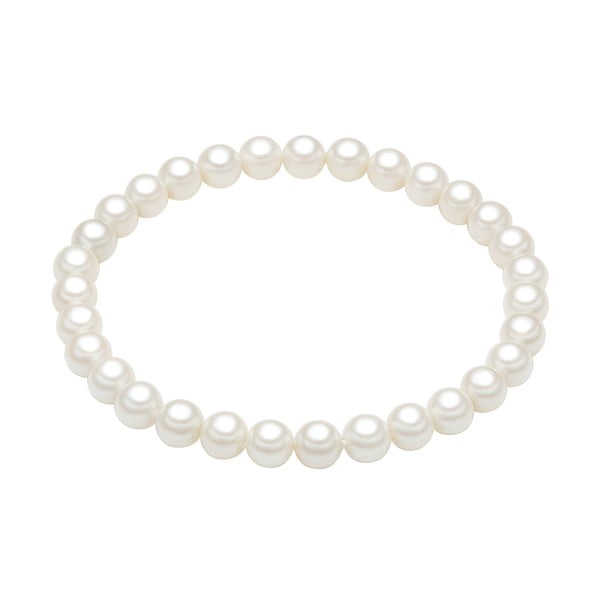 Perlový náramok Muschel, biele perly 6 mm, dĺžka 19 cm