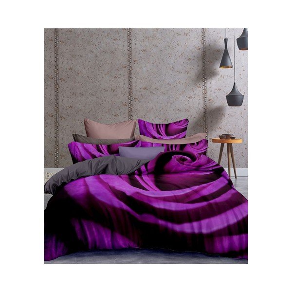 Fialové obliečky z mikrovlákna na jednolôžko DecoKing Omorfi, 155 × 220 cm-image-1
