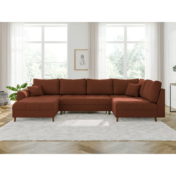 Menčestrová rohová pohovka v tehlovej farbe (ľavý roh) Ariella – Ropez-image-1