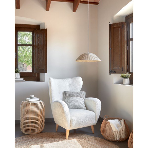 Biele kreslo z textílie buklé Patio – Kave Home-image-1