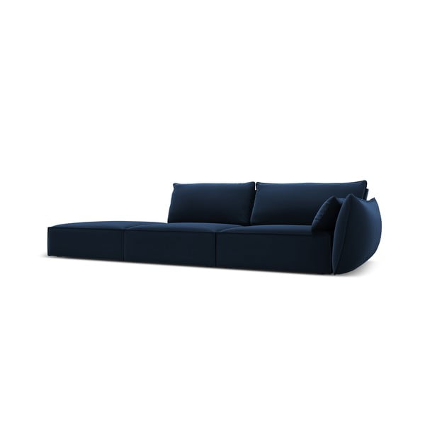 Tmavomodrá zamatová pohovka pravý roh 264 cm Vanda – Mazzini Sofas-image-2