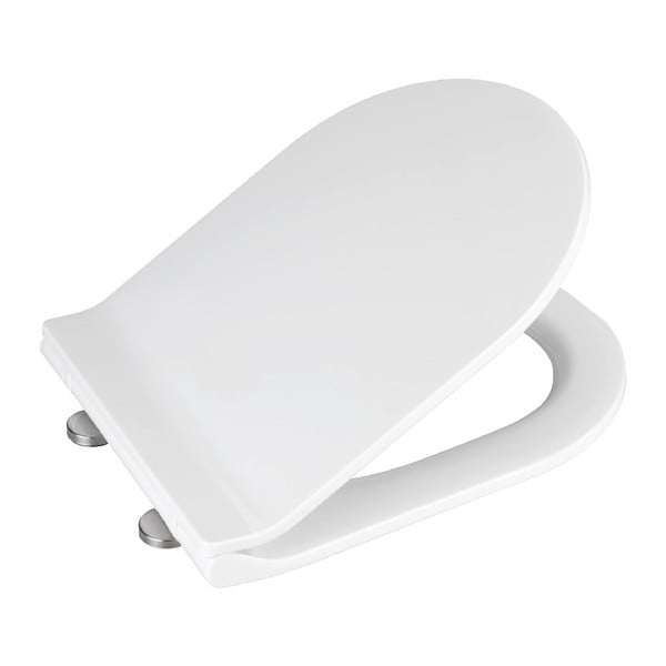 Biele WC sedadlo s jednoduchým zatváraním Wenko Habos, 46 × 36 cm-image-3