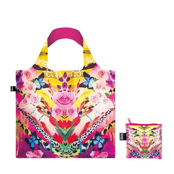 Skladacia nákupná taška s kapsičkou LOQI Flower Dream