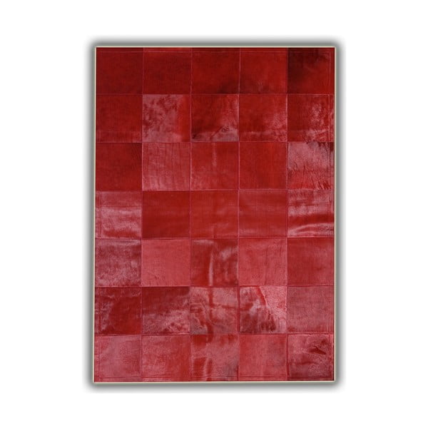 Koberec z pravej kože Plain Red, 140x200 cm