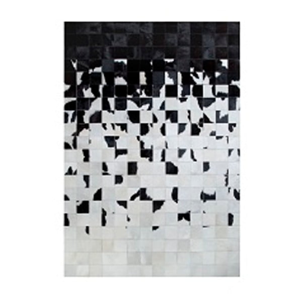 Čierno-biely koberec z pravej kože Pipsa Degradada, 90 × 150 cm