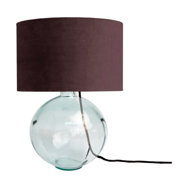 Hnedá lampa z ručne fúkaného skla so zamatovým tienidlom Velvet Atelier