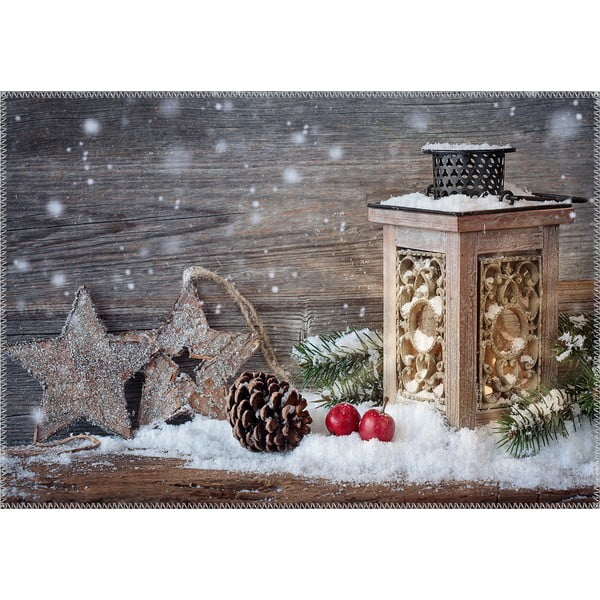 Vianočné obdobie Koberec Vitaus, rustikálne dve hviezdy a lampáš, 50 x 80 cm