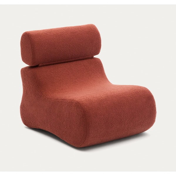 Kreslo v terakotovej farbe z textílie buklé Club – Kave Home-image-3