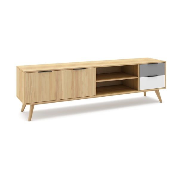 TV stolík z borovicového dreva v prírodnej farbe 180x53 cm Elfa - Marckeric-image-3